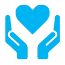 Hands and heart supporting people