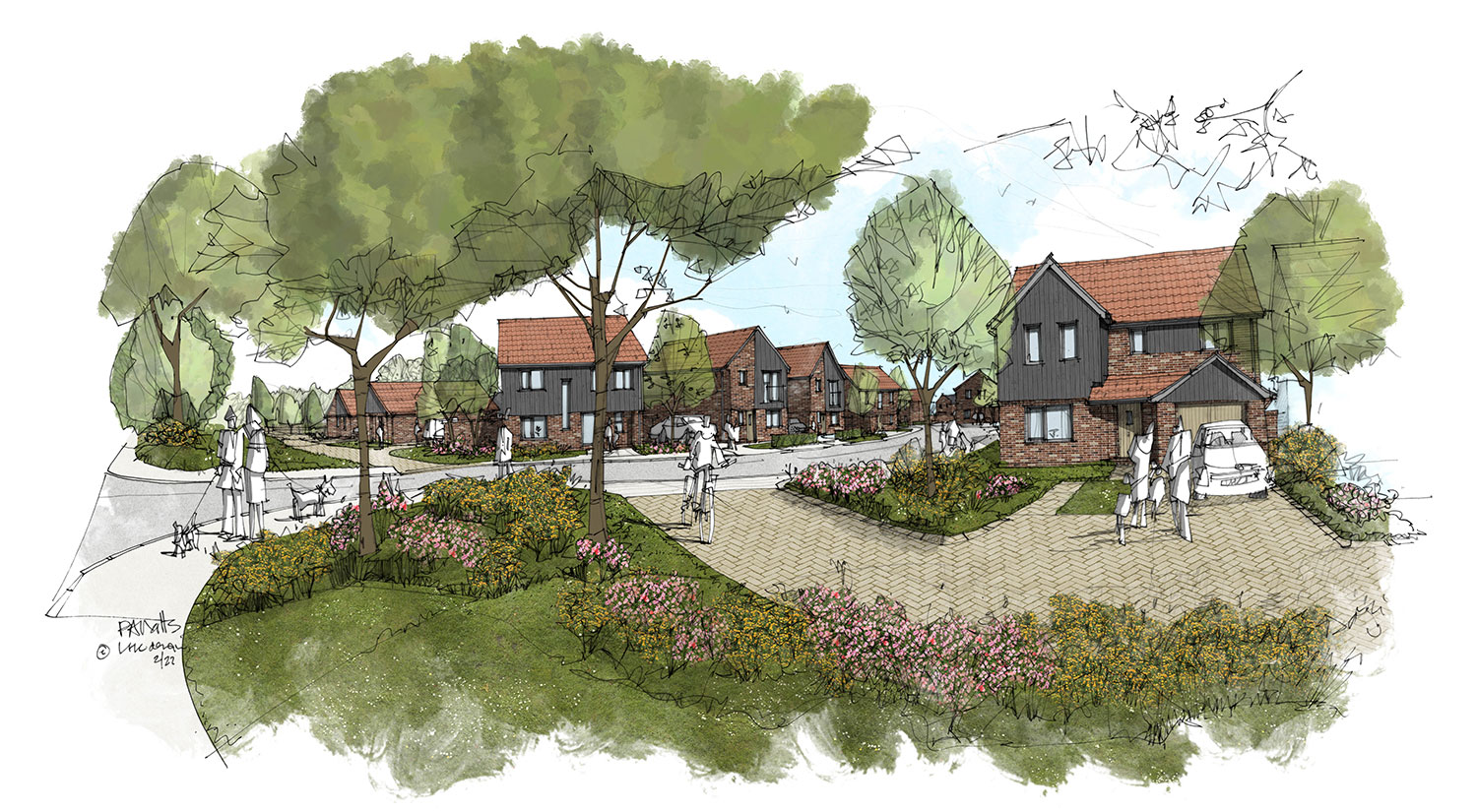 An artists impression of the planned housing at Preston Down Road, Paignton.