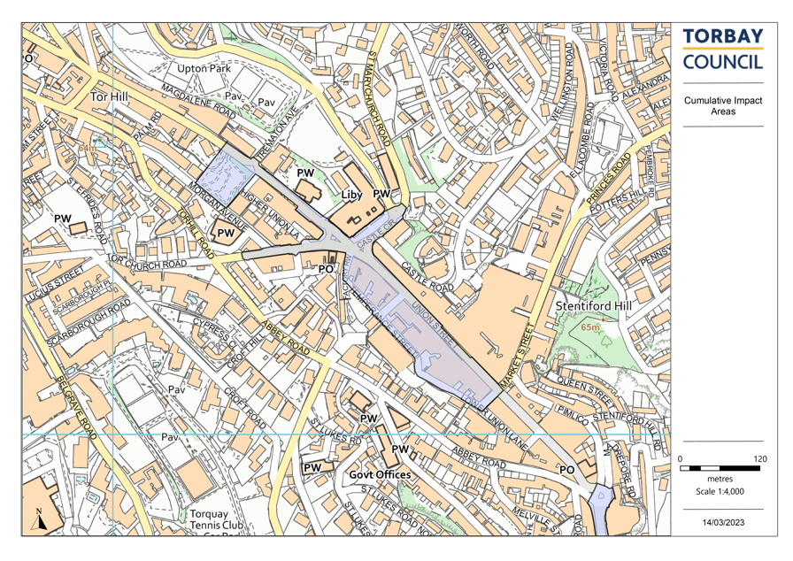 Map of Castle Circus, Torquay