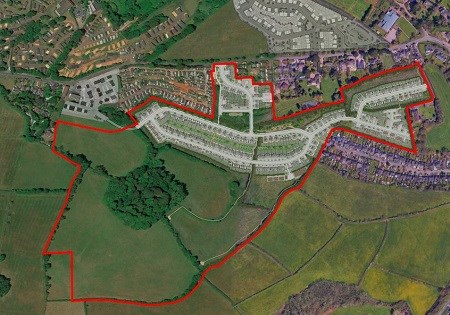 Little Blagdon Farm site area layout screen shot outlined in red