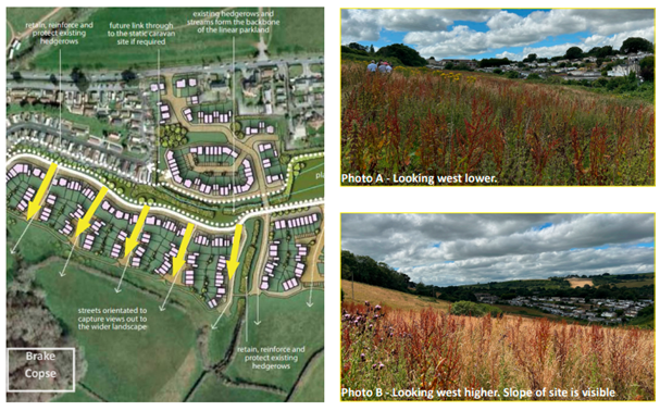 the cul-de-sac arrangements will run uphill - steep gradients would impact highway design compliance and be costly to construct roads and plots.