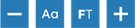 The text customisation function with buttons to decrease text size, change the font, switch to focus text and increase text size.