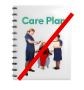 Front page of a care plan with a red line crossed through it