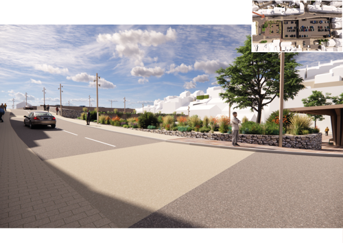 Road view of Brixham Town Square