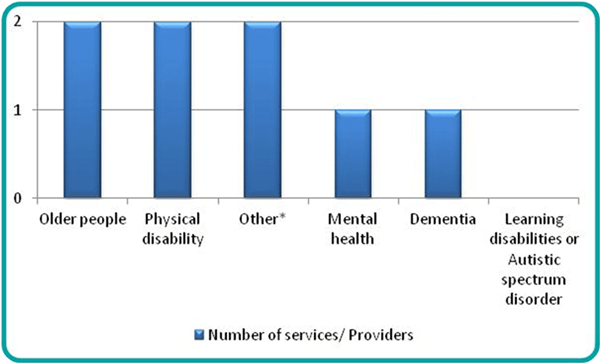 Figure 28: Number of rehabilitation Providers and services registered to each service user band, Torbay, 1 December 2016 | Source: CQC