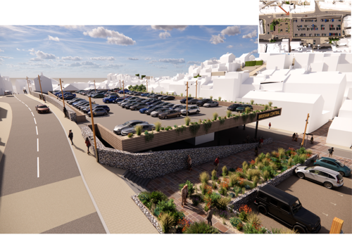A closer ariel view based on a 310-space car park