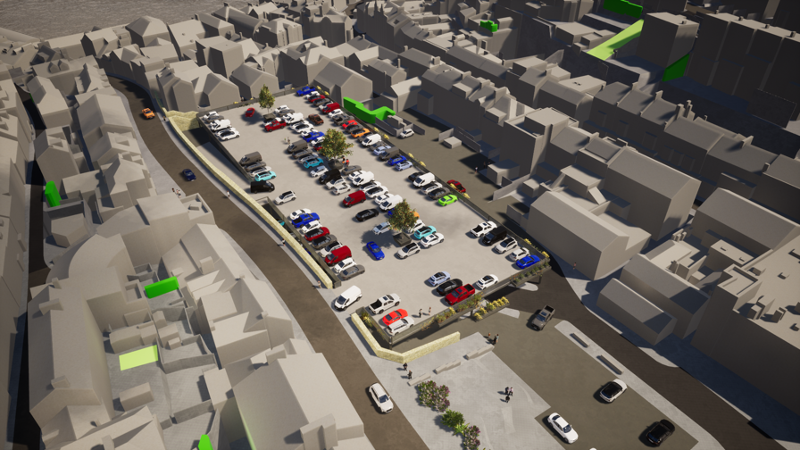 Mock up of the car park with added single deck parking.