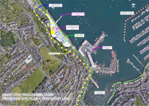 Oxen Cove aerial proposed site plan and transport route 12 March 2026