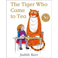 Front cover of the book The Tiger who came to tea, written by Judith Kerr