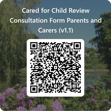 QR code linking to the parents and carers' consultation form.