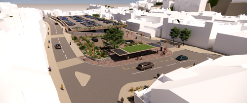 Proposal shows Brixham Central with a view based on 310-space car park
