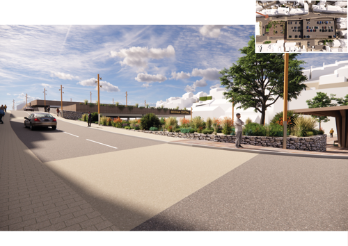 Road view of Brixham Town Square