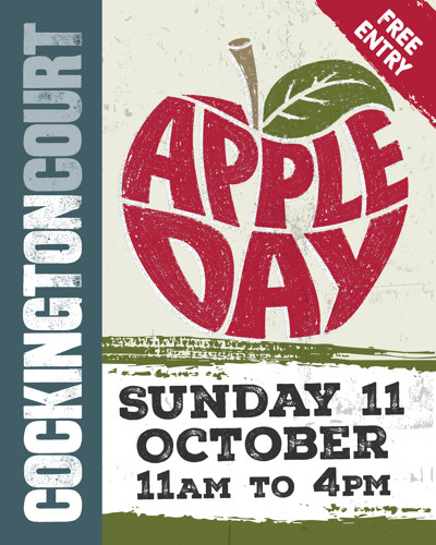 Apple Day 2026 at Cockington Court. Sunday 11 October, 11am to 4pm.